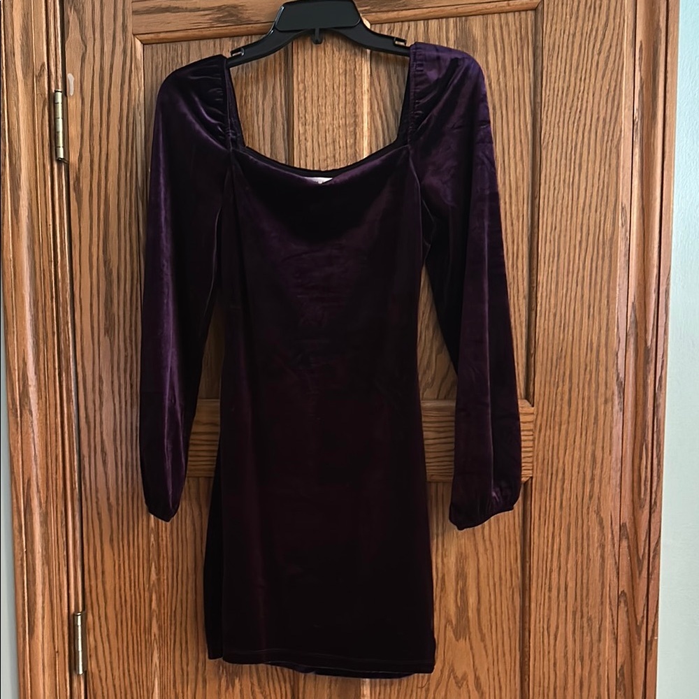 Elegant Velvet Purple Dress